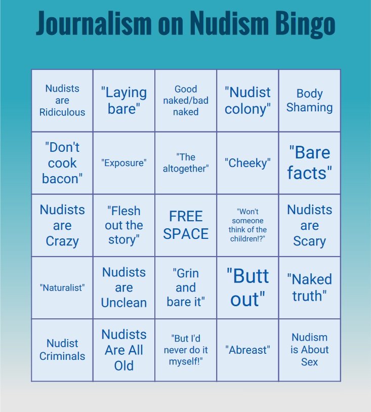 Bingo Card for Journalism about Nudism